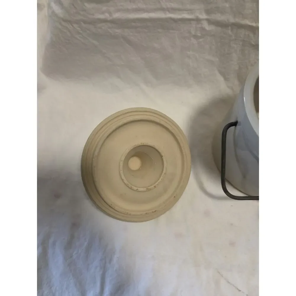 Vintage Butter Cheese Crock with Locking Wire Bail Lid Glaze Jar 4